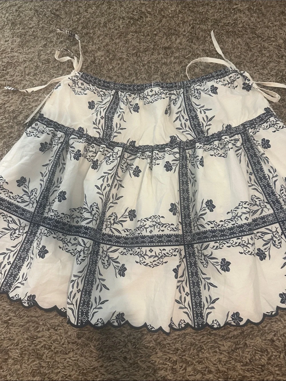 a new day tie mini skirt cream and blue NWT 5